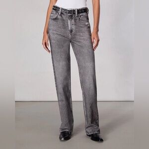 $238 NWT Miramar Rag & Bone Shea Straight Leg Raven Grey Jeans 26
